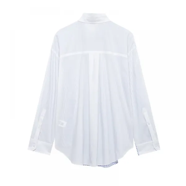 European Style Women's Casual Blouse With Fashionable Stripes and Loose Chiffon Fabric, Featuring Long Sleeves.