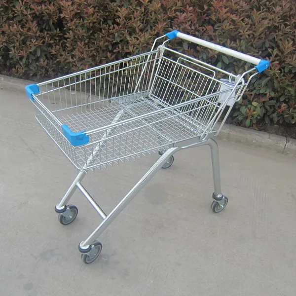 240L American Style Handcart 5 Inch PU Wheel Steel Shopping Trolley for Supermarket （surface : Zinc and Transparent Powder Coating） photo-5
