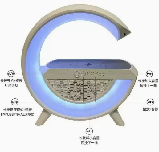 Portable Rechargeable Speaker, Wireless Bluetooth Speaker, Mobile Wireless Charging Speaker, Multifunctional Speaker, Colorful Night Light photo-3