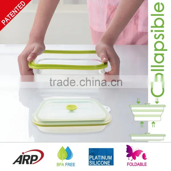 800ml 100%Silicone Food Container, Vacuum Box, Foldable, Non-stick, BPA FREE, Double Colors, FDA, LFGB, DGCCRF Most Popular photo-4