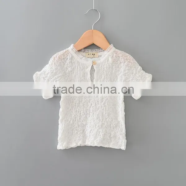 Cheap and Hot Selling Korean Style Baby Girls Tops Round Neck t Shirt Sleeveless Fold Bubble Shirts photo-3