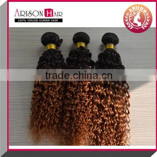 Fashion Sexy Bundles 100% Remy Human Ombre Light Brown Weave Hair 1B/33 photo-2