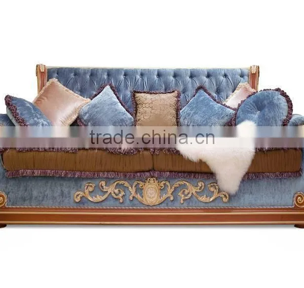 European Classic Wood Sofa With Hand Carving Living Room Sofa Antique Furniture A65360 (3seat) photo-2
