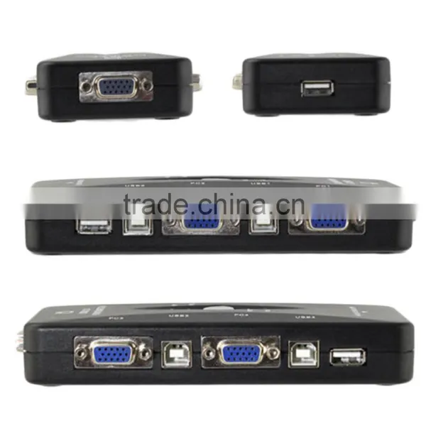 4 Port Hub USB 2.0 KVM VGA/SVGA Switch Box Adapter Connects Printer Intelli Keyboard Mouse 4 Computers Use 1 Monitor photo-2