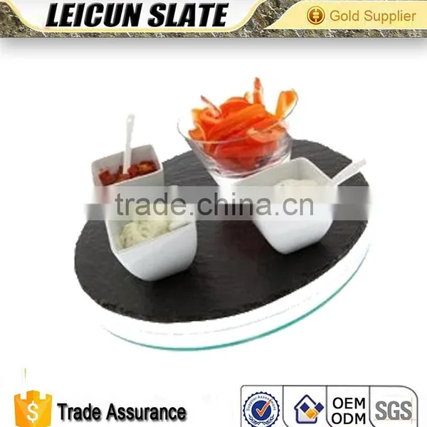 Chinese Cheap Popular Black Slate Plate and Modern Tableware for Hotel photo-2