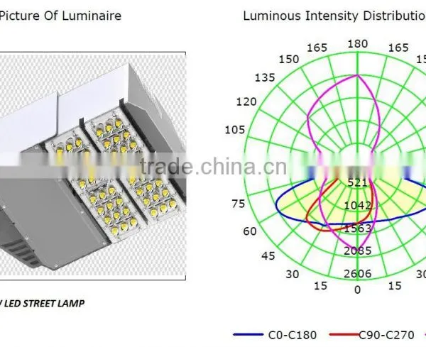 LED Street Lamp for Highway AC95-265V 60W IP65 Aluminum Heat Sink Meanwell Driver More Than 80Lm/w BridgeLux Chip Factory Price photo-2
