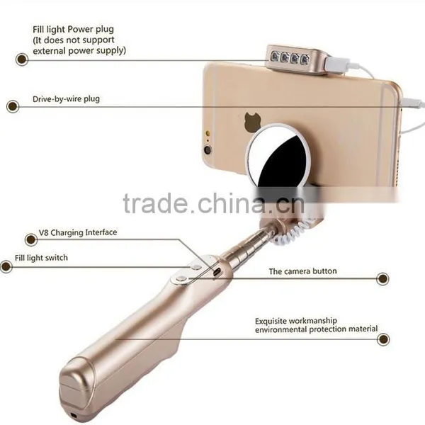 New Factory Monopod Bluetooth Selfie Stick With Mirror photo-4