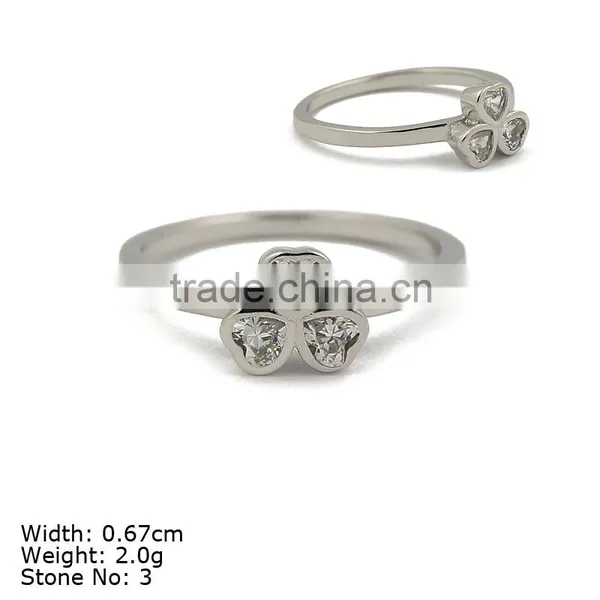 RZA5-008 Silver Ring With CZ Stone 925 Sterling Silver Jewelry Rhodium Plated for Wedding