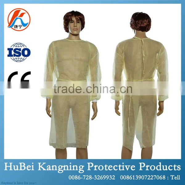 PP Nonwoven Yellow Disposable Isolation Gown photo-2