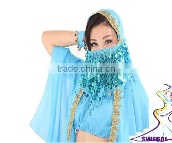 SWEGAL Purple Noble Sexy Sea Fan Veil,belly Dance Mysterious Charming Fashion Faace Veils SGBDD13002 photo-4