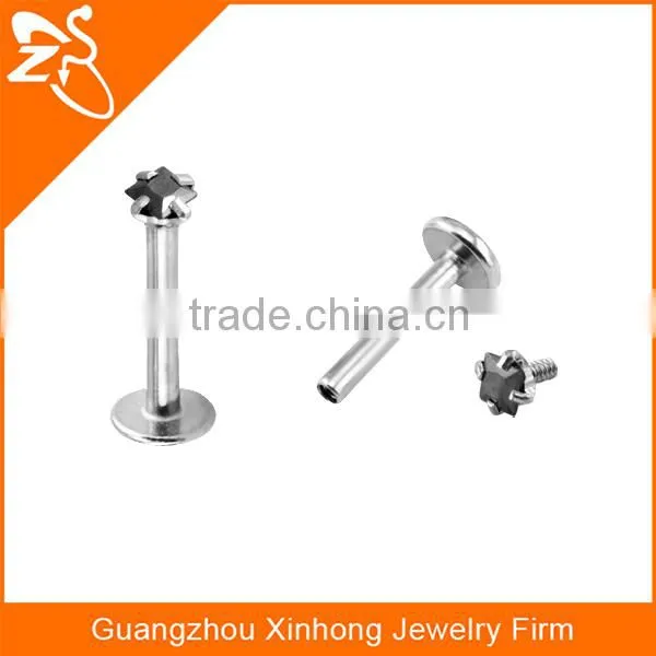 Unique Surgical Steel Lip Stud Labret With Star Internally Threaded Lip Rings photo-6