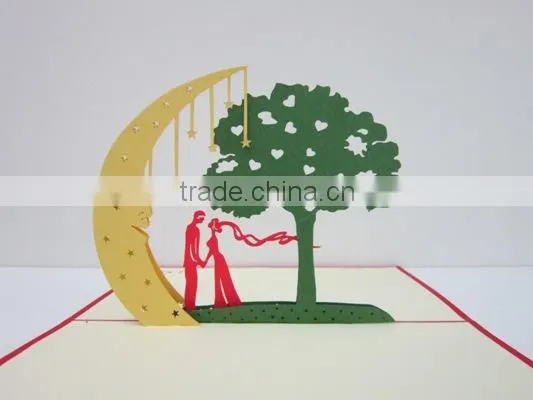 Bride and Groom on the Moon 3d Greeting Card