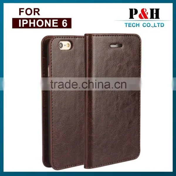 Top Quality Color Phone Case,FOR IPHONE 6 LEATHER CASE ,genuine Cow Leather Wallet for Apple 6 photo-3