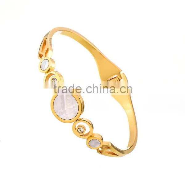 Fashion Stainless Steel Crystal Luxury Cut-out Cuff Bangle Bracelets for Women photo-5