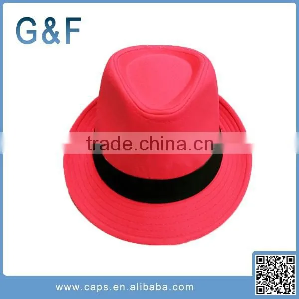 New Style Top Selling Black Fedora Hat With White Band photo-6
