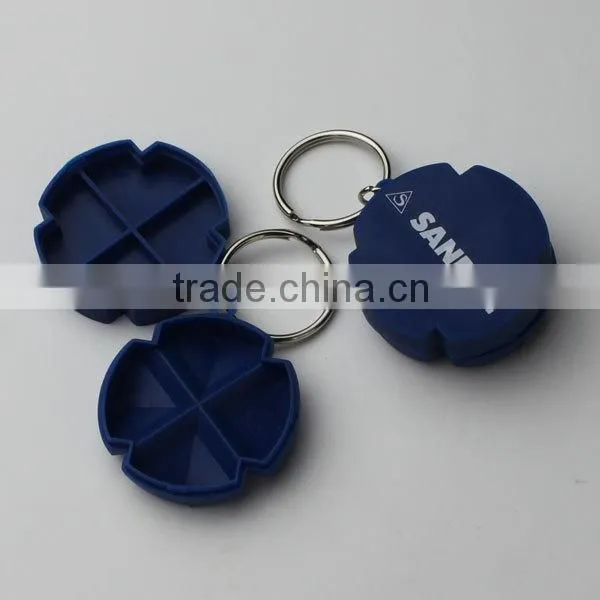 Cross Shaped 4 Compartments Pill Box With Key Chain, Pill Box Keyring photo-2