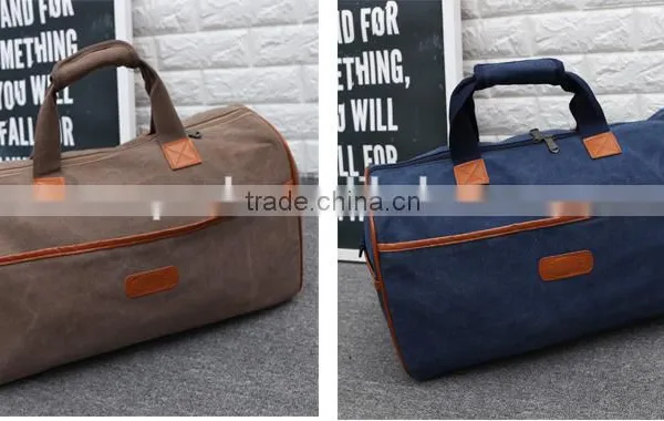 Customize Fashion Men's Vintage Canvas Duffle Shoulder Bags Handbag Travel Gym Sports Bags photo-6
