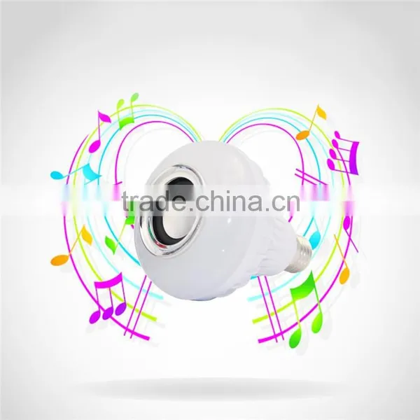 Remote control wireless bluetooth stereo audio speaker colored LED light bulb