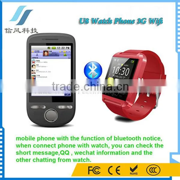 Smart IOS Android U8 Watch Phone 3G Wifi for Samsung for IPhone for HTC Red photo-3