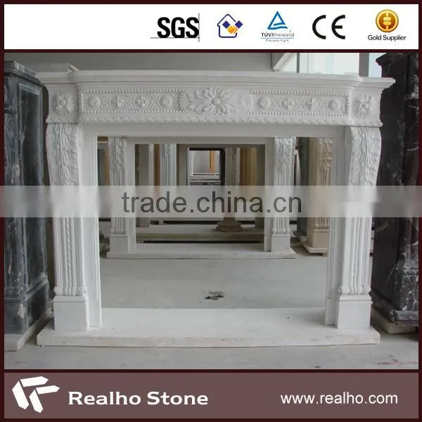 White Carrara Marble Fireplace for Home Decoration photo-2