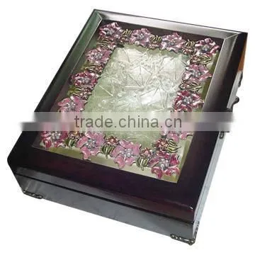 Wooden Jewelry Box / Photo Frame With Pewter Decoration