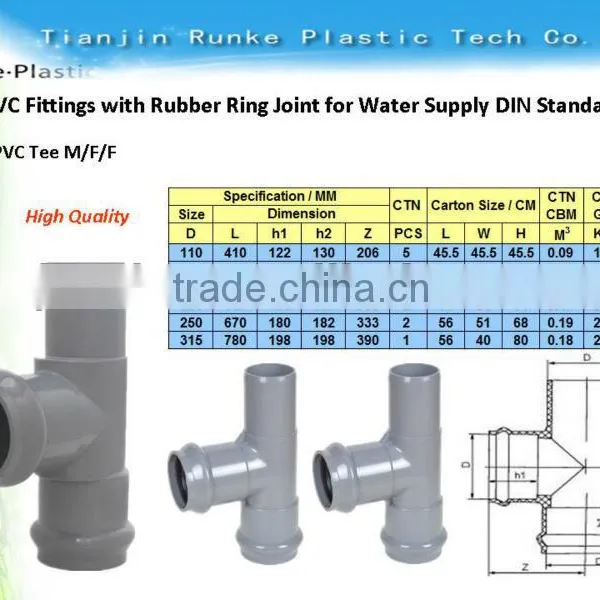 PVC Pipe Fittings With Rubber Ring Joint for Water Supply
