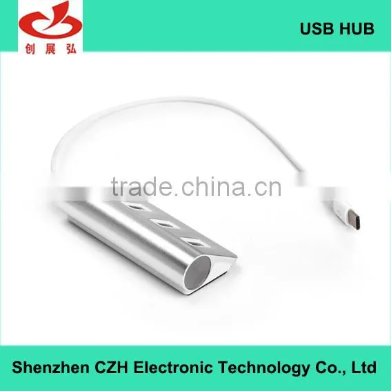 Aluminium Casing Usb-c Hub, 4- Port Type c Hub Change to Driver Download Usb 2.0 Hub From for Macbook With LED Indicators photo-3