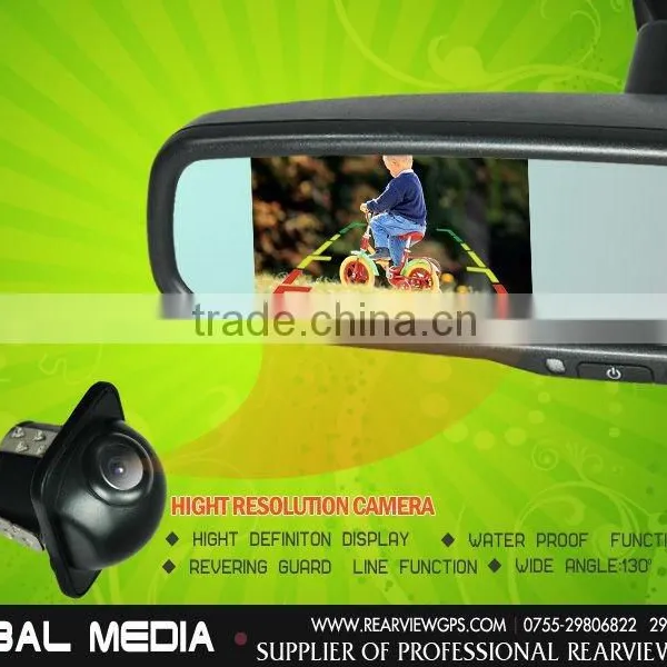 GERMID 4.3 Inch Digital Mirror Monitor With Compass and Temperature Display and 2 Video Inputs Car Rear View Mirror photo-4