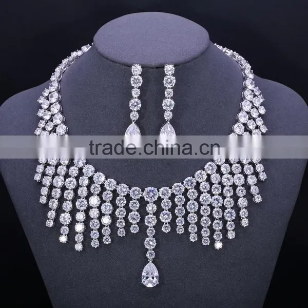 Simple Design White Gold Brass Dress up Jewelry Set,jewelry Set for Her photo-3