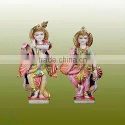 Marble God Statue God Radha Krishna Handmade Natural Stone Artisan Hindu