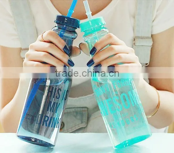 350ml Plastic Water Bottle With Straw Milk Bottle Design photo-3