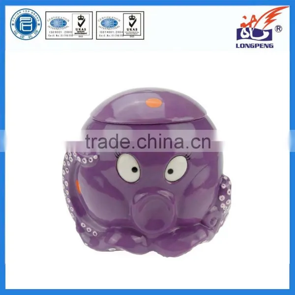 Ocean Series Cute Octopus Hand-painted Ceramic Cookie Jar With Lid photo-2