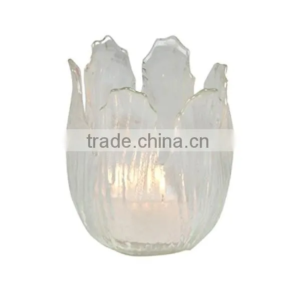 Pearlized Amber Glass Floral Votive Holder, Box of 4 photo-3