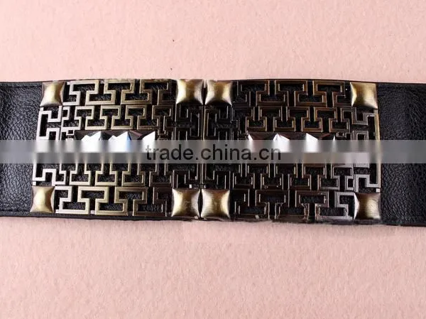 Wholesale Hollowed Pattern Alloy Buckle Elastic Women Lady Waist Belt photo-2