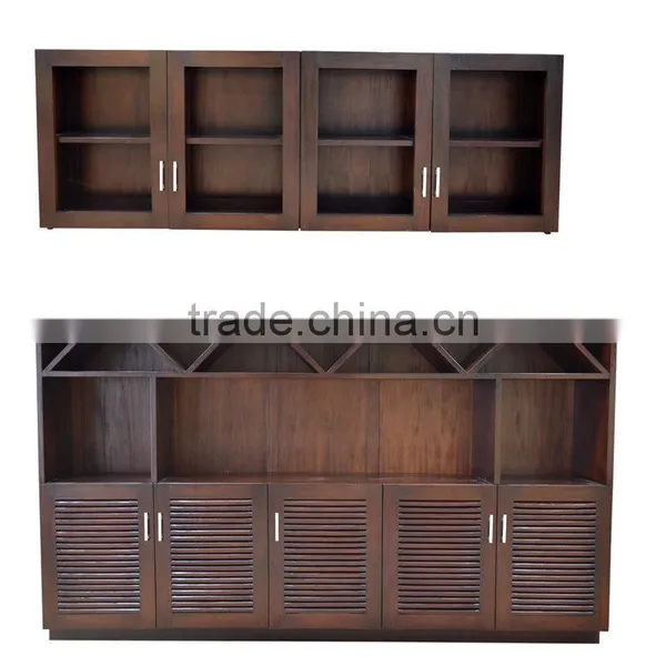 Cabinet Kitchen Bar Mini Walnut Color Mahogany Wood Furniture, Modern Mini Bar Cabinet Solid Wood Handmade From Indonesia photo-2