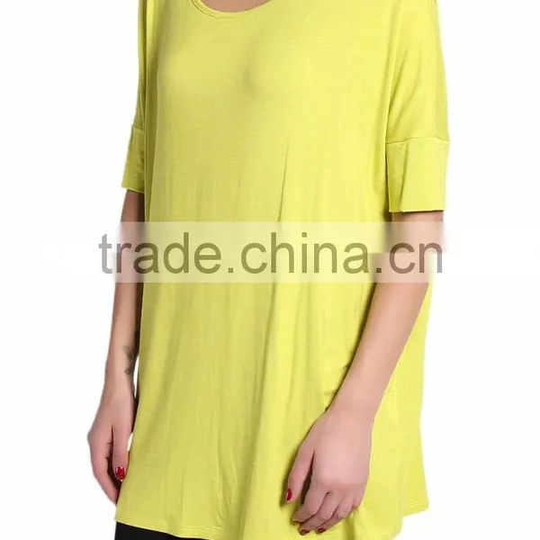 Fashion Woman Oversized Jersey Tee Short Sleeve Draped Solid Jersey Tunic Top Loose Fit Tee T-shirt Women Top Tee photo-4