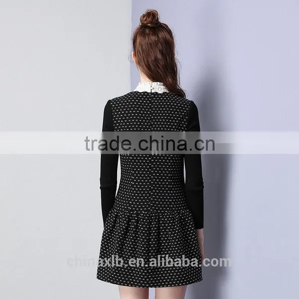 Free Shipping--2016 Winter Women New Embroidered Sleeve Lapel Wool A-line Dress Slim Woolen Dress photo-3