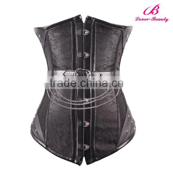 Black Overbust Waist Cincher Vest Shapewear Thermal Waist Corset Steampunk Wholesale photo-4