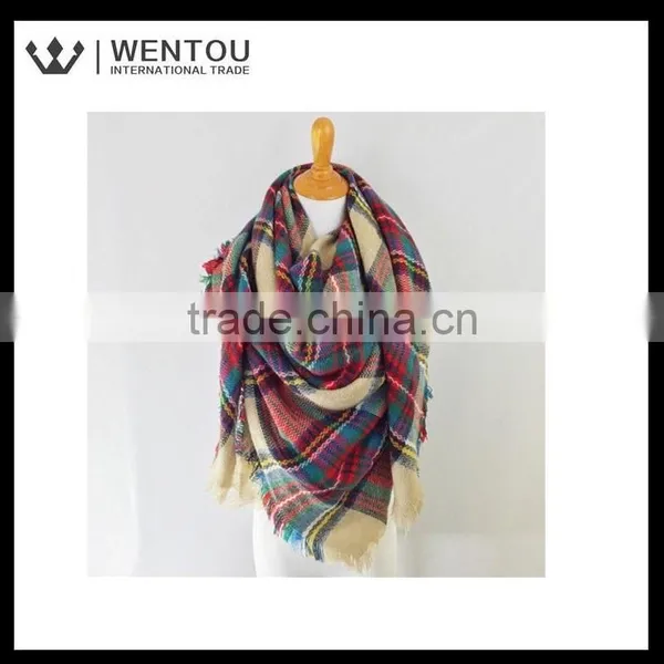 New Design Women's Cashmere Feel Winter Plaid Scarf photo-4