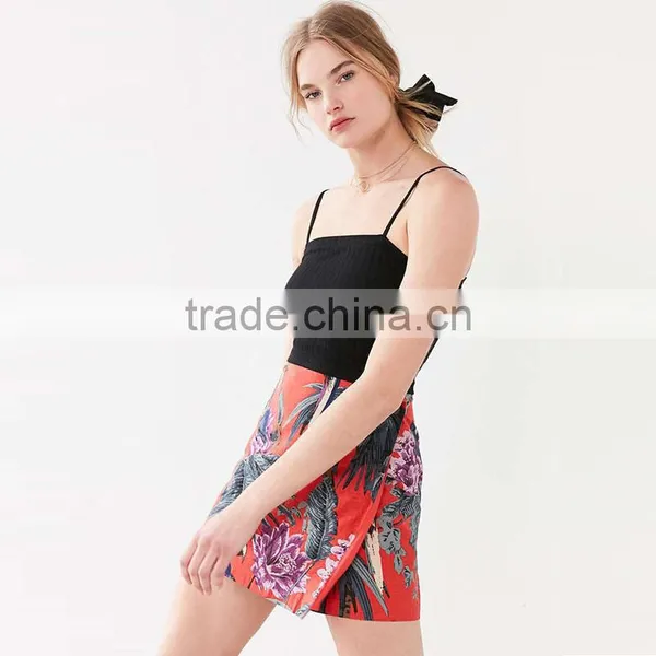 New Design Summer 2017 Fashion Floral Mini Wrap Skirt photo-5