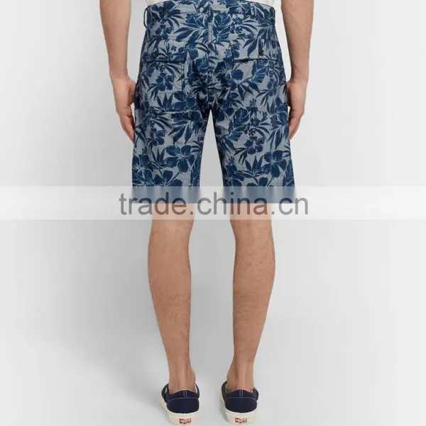 High Quality Whole Through Floral Prints One Button Closured Chino Shorts for Men photo-3