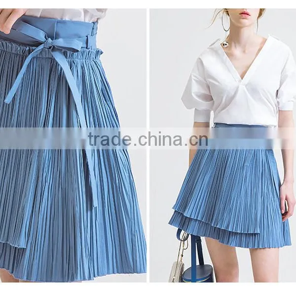2016 Latest Fashion Mini Skirts Oem Chiffon Women Pleated Skirt for Wholesale photo-2