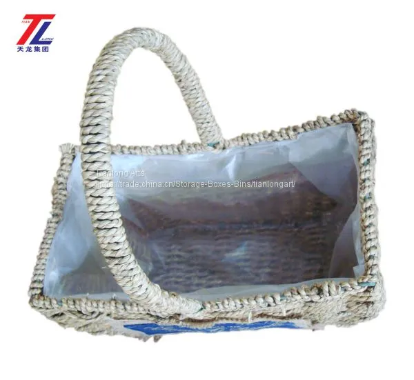 Wholesale Cheap Grass Braid Stitched Natural Gift Straw Basket photo-3
