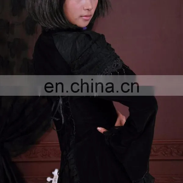 Gothic Velvet Swallow Tale Jacket With Laces and Beads photo-5