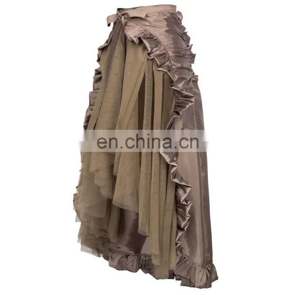 Belle Poque Steampunk Retro Victorian Beaver Punk Cincher Lace up Long Ruffle Open Pencil Skirt BP000206-2 photo-3
