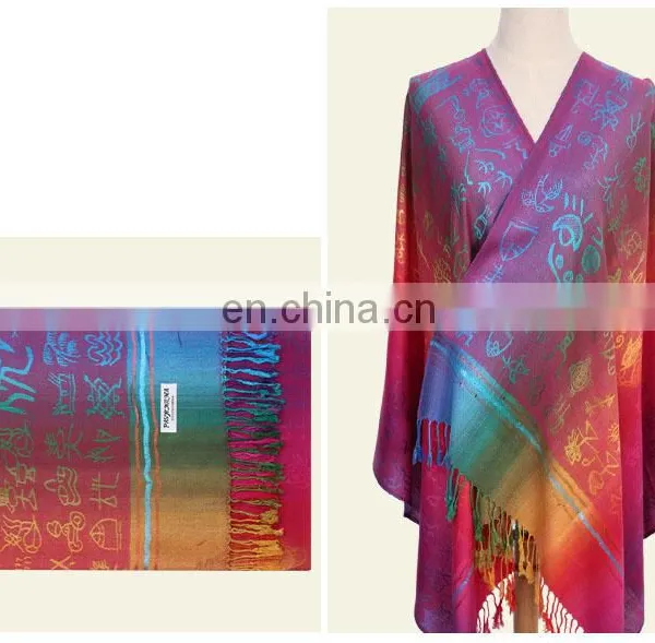 Many In Stock/Custom-make Your Own Design Jacquard Knitted Wool Scarf Pashmina Shawl photo-3