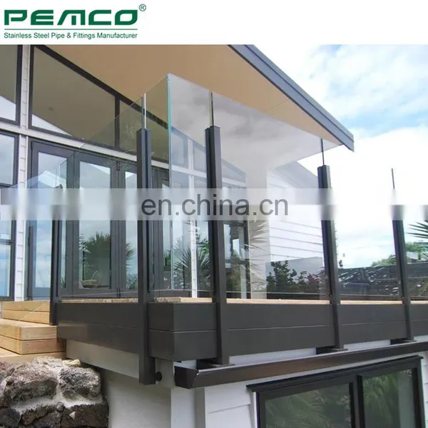 Stainless Steel Black Slotted Pipe Glass Railing Baluster Balcony Stainless Steel Glass Balustrade photo-6