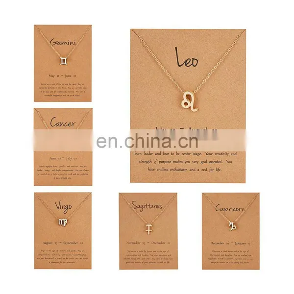 Wholesale Fashionable Female Elegant 12 Zodiac Sign Necklace Pendants Charm Gold Chain Choker Astrology Necklaces/ photo-3