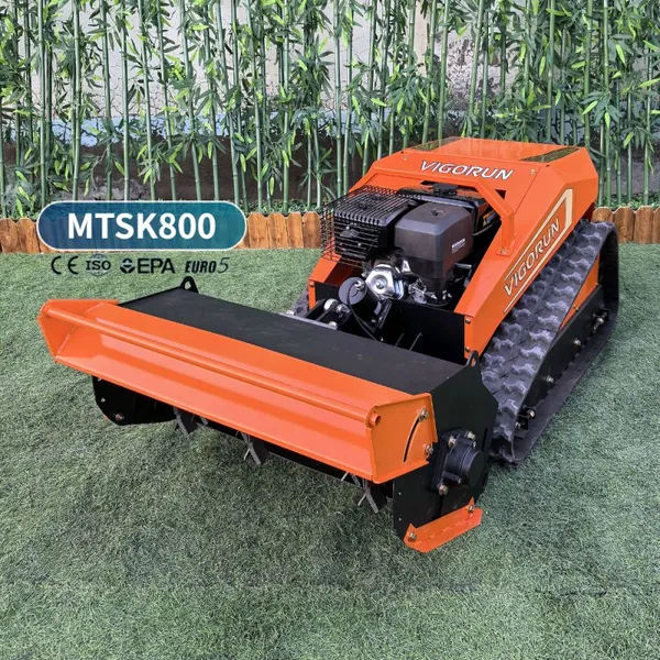 China Factory Unmanned Rubber Track Tank Lawn Mower Vigorun MTSK800 800mm Remote Operated Tracked Grass Cutter photo-2