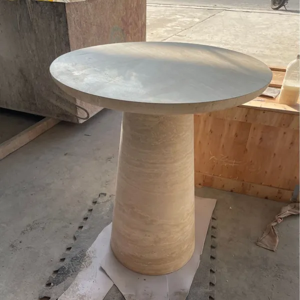 Dining Room Furniture Travertine Top Dining Table Luxury Modern Marble Dining Table Travertine Round Dining Table photo-4